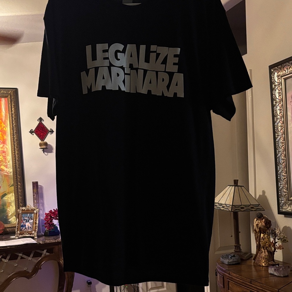 Gildan Black Tee with Bold Silver Text